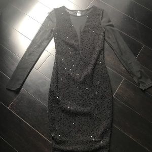 Black Dress with see thru back and sleeves