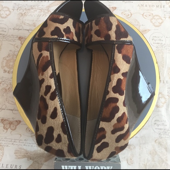 Michael Kors Shoes - Michael Kors Leather & Haircalf Peeptoe Wedge