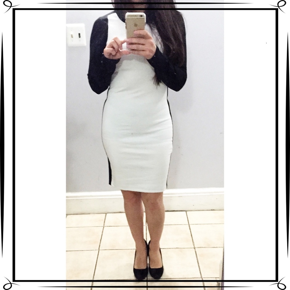 Black and white bodycon dress