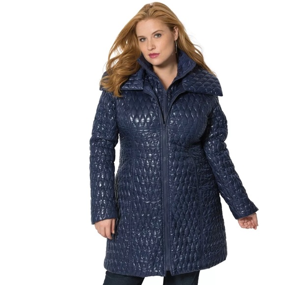 Roamans Plus Sz 32W lightweight quilted blue coat - Picture 3 of 4