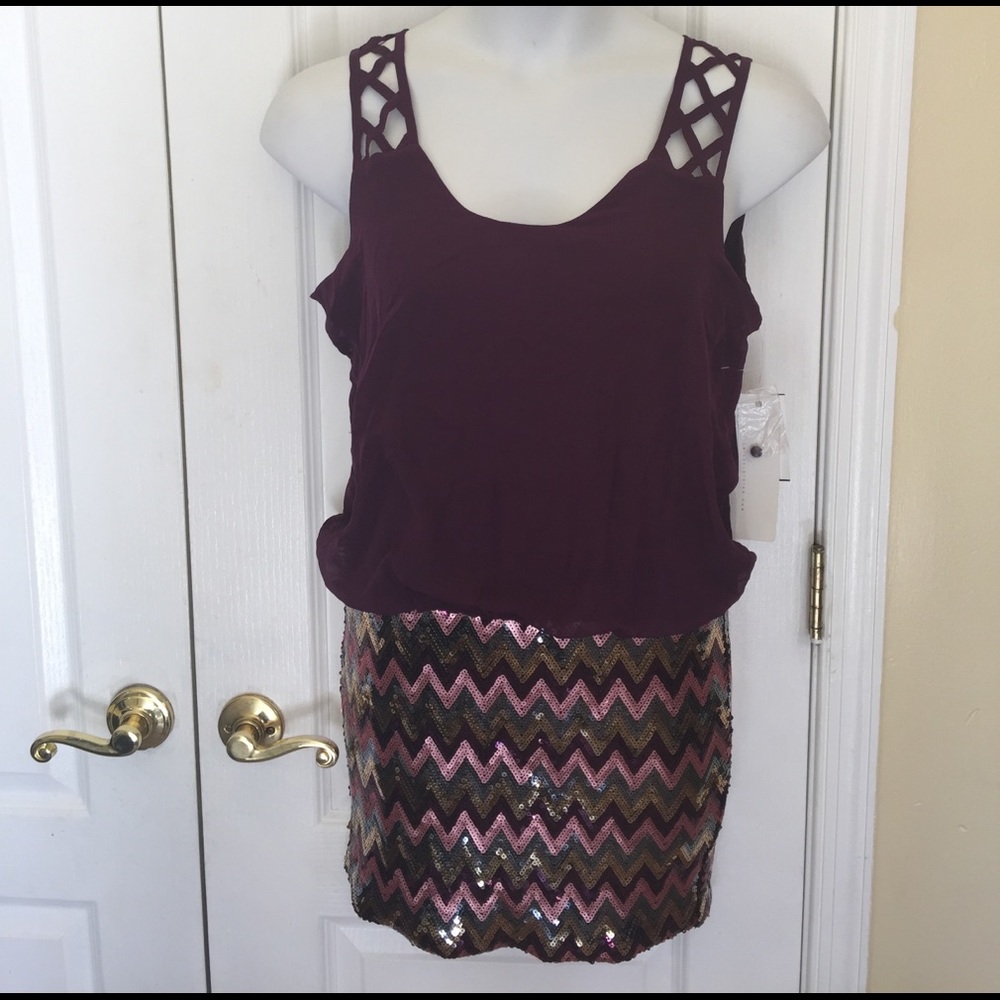 Love Reign sequin Sleeveless missy dress purple/mu
