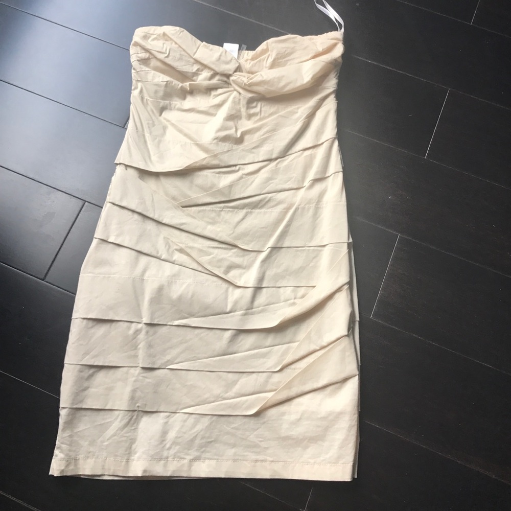 Strapless nude dress