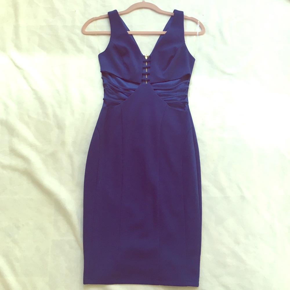 windsor royal blue bodycon midi dress