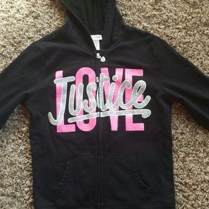 Size 10 Justice sweat pants and zip up hoodie