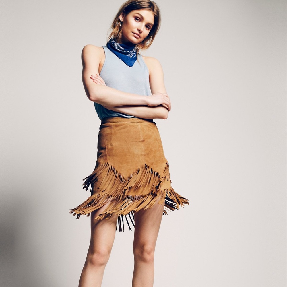 Free People 'Same Old Love Fringe Skirt' Size 2