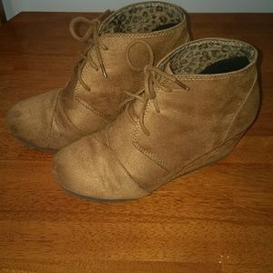 Faux suede wedge bootie