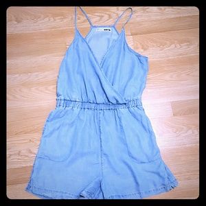 Topshop Moto Surplice Chambray Romper
