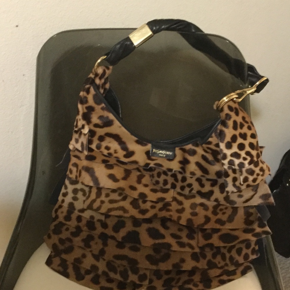 YSL Rive Gauche St. Tropez Leopard Print Handbag.