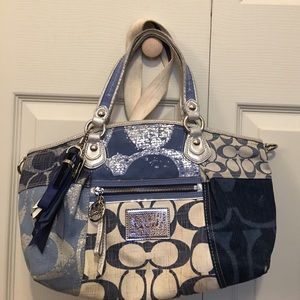 Blue denim Coach Poppy line handbag