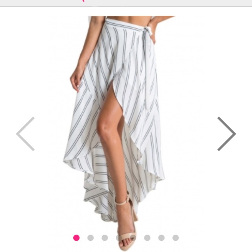 🆕Stripe print asymmetrical wrapped maxi skirt