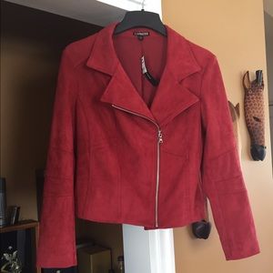 Express NWT Red Suede Moto Style Blazer