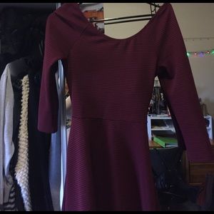 cute maroon and black stripped right dress