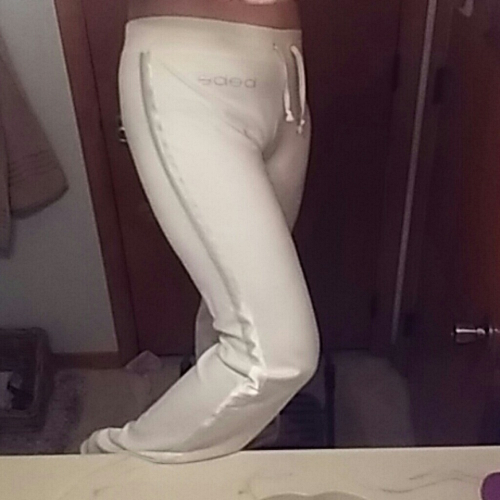 BeBe Logo Track Sport Pants Ivory Cream EU