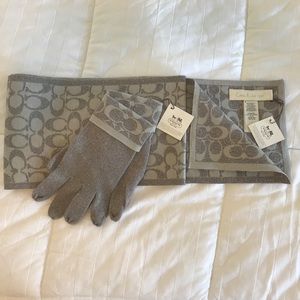 Coach Knit Gloves And Scarf Duo