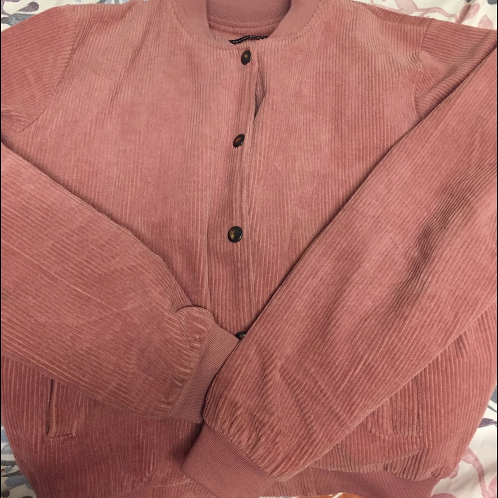 Pink Corduroy Bomber Jacket