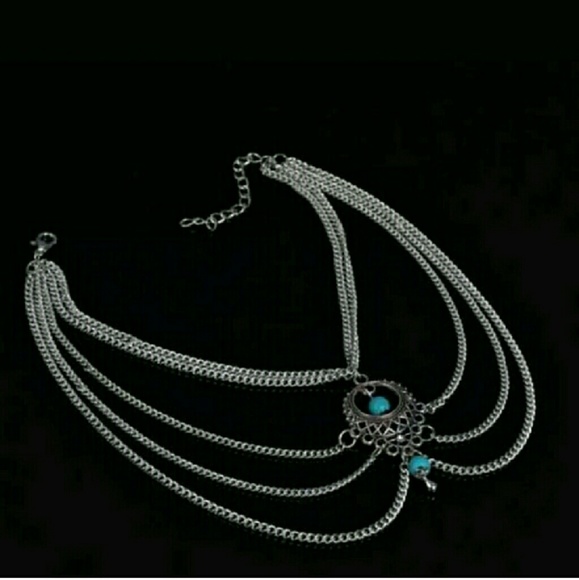 🔴Last 1🔴1 pc Silver Aqua Gypsy Anklet🔴 - Picture 3 of 4