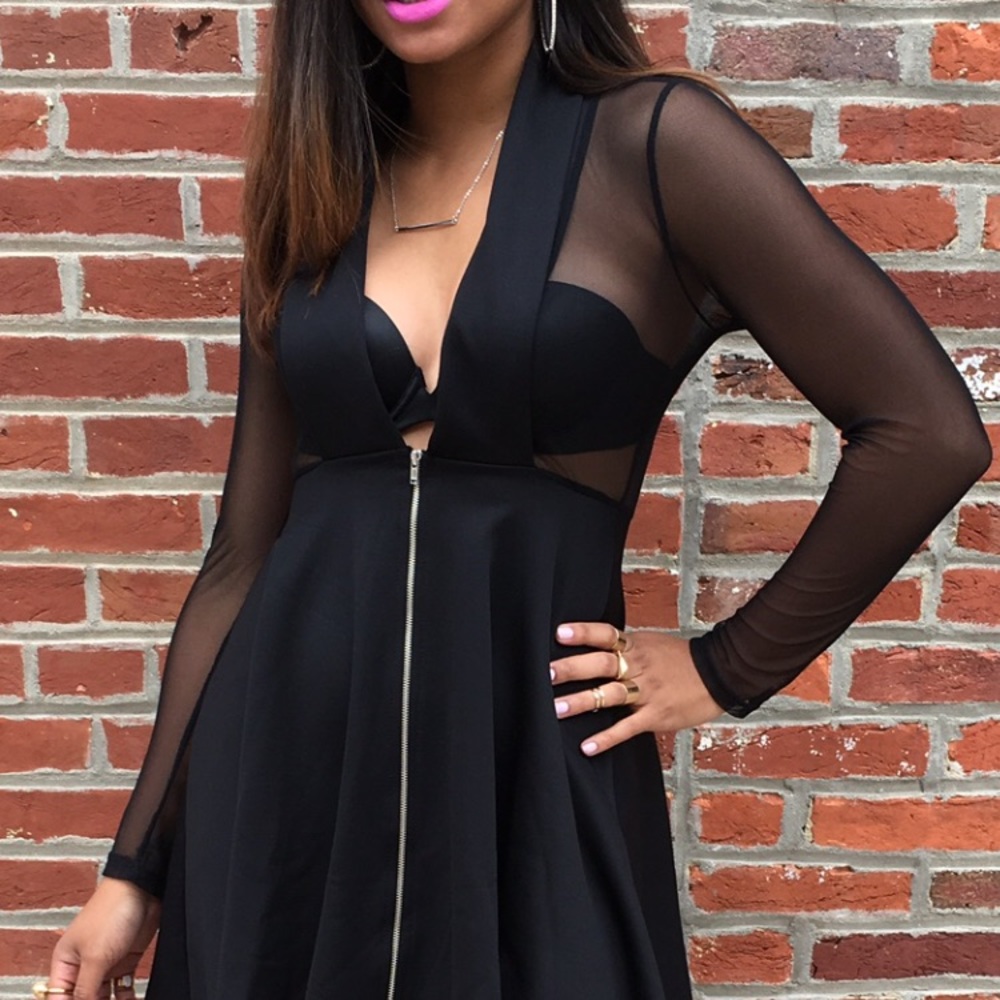 Black sheer peplum top/dress