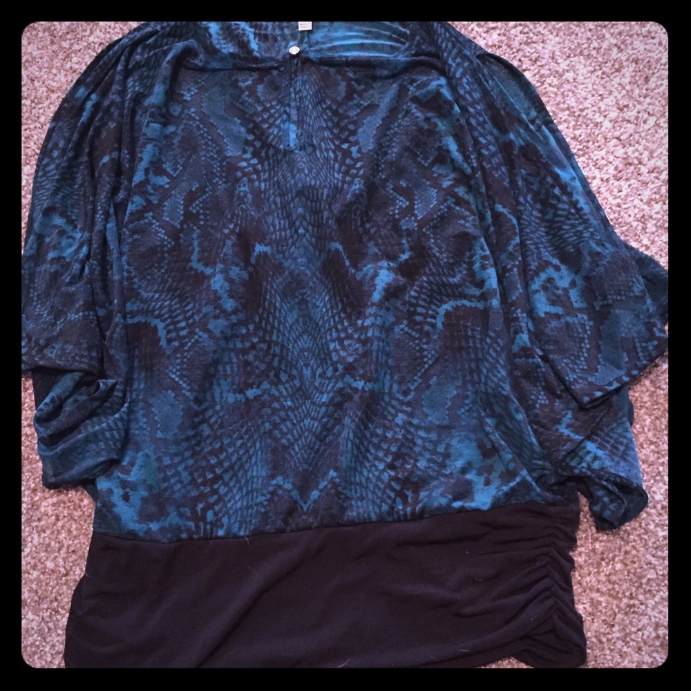 Teal and Black Dressy Top