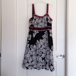 Black, white and red print Sundress