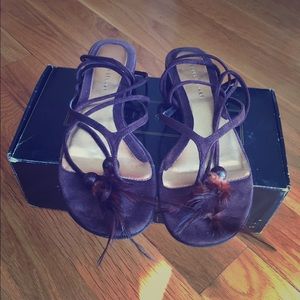 Colin Stuart Lace Up Sandal w/ Feather