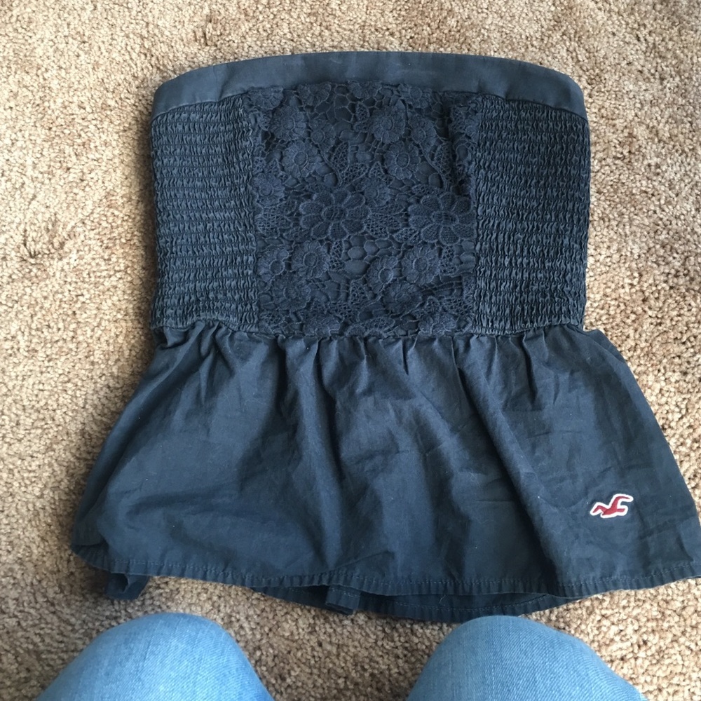 Navy crochet tube top