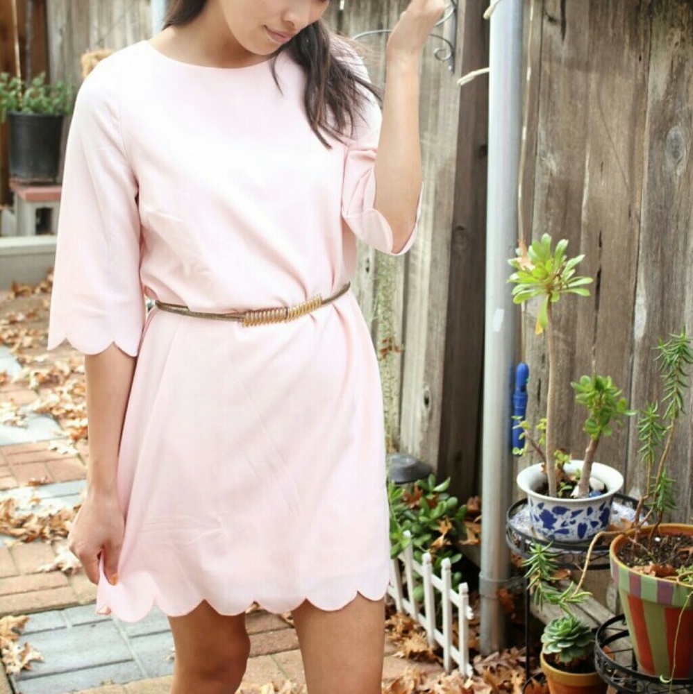 Blush pink scalloped dress
