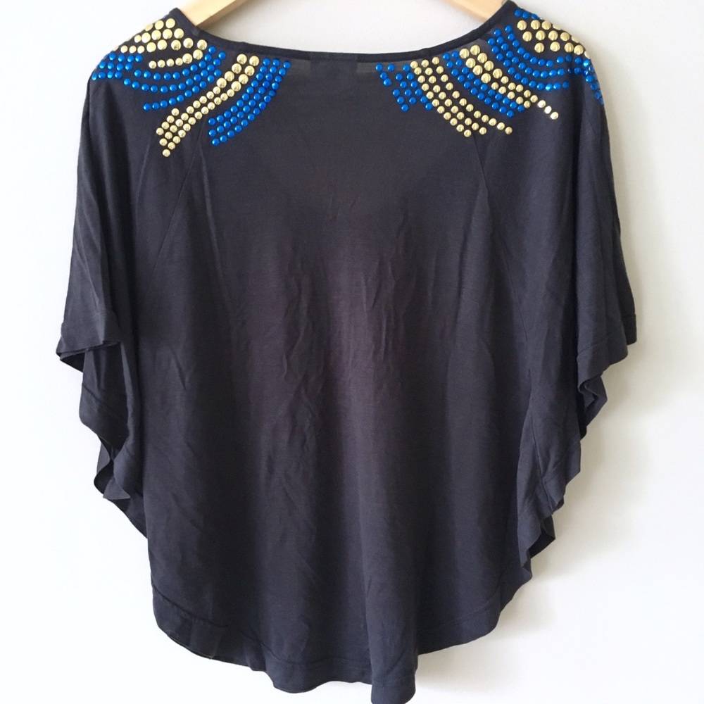 NWOT! Free People Blue and Gold Stud Top - Picture 2 of 5
