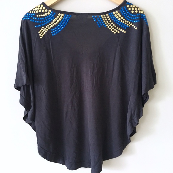 NWOT! Free People Blue and Gold Stud Top - Picture 2 of 5