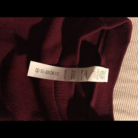 Prime Cut Maroon Burgundy High Mock Neck Crop Top - Picture 7 of 8