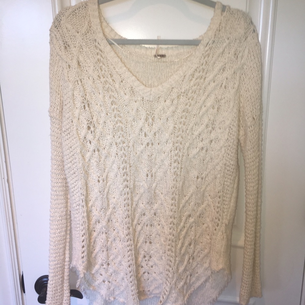 Free People knit cream v neck sweater