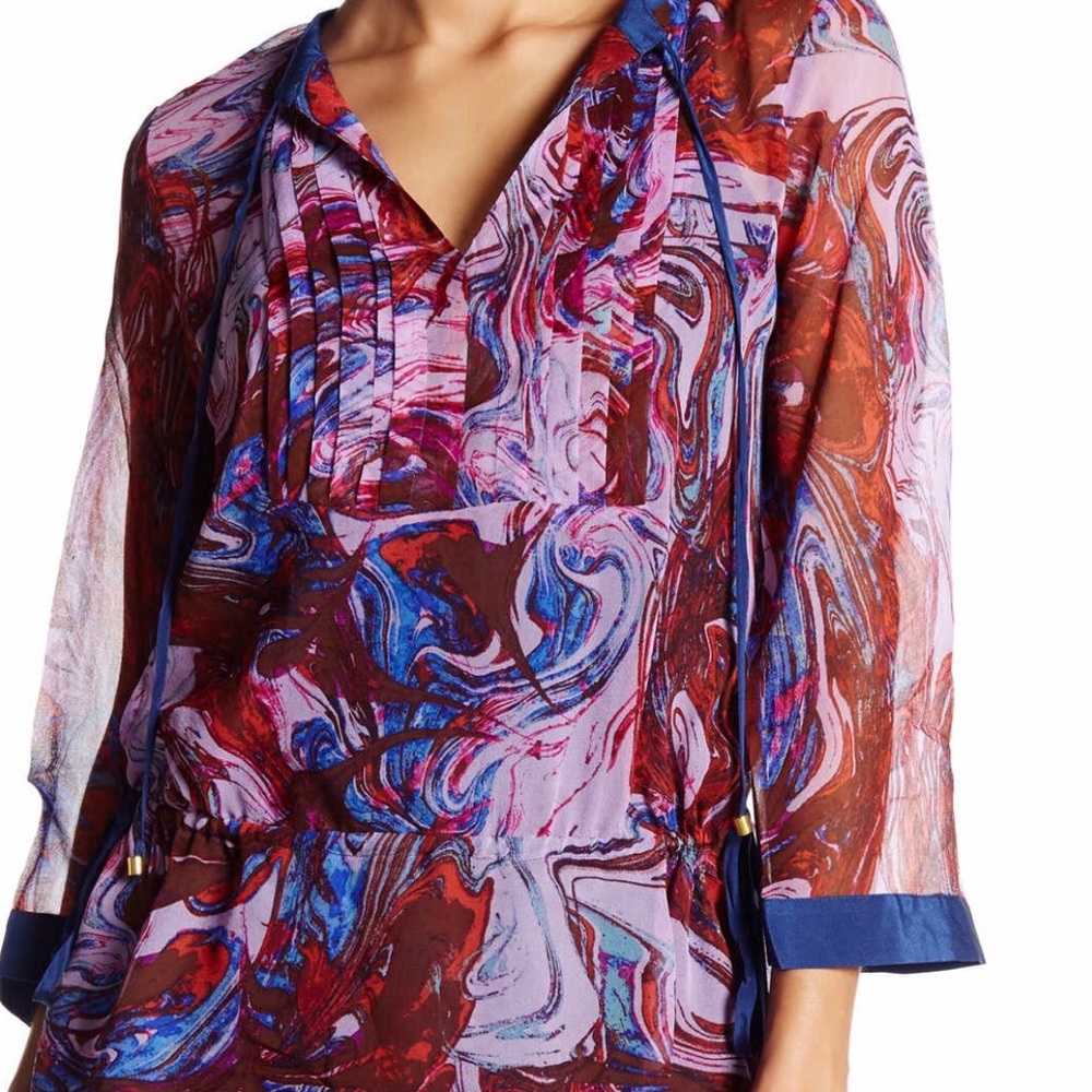 ELLA MOSS -100% SILK TUNIC SHIRT