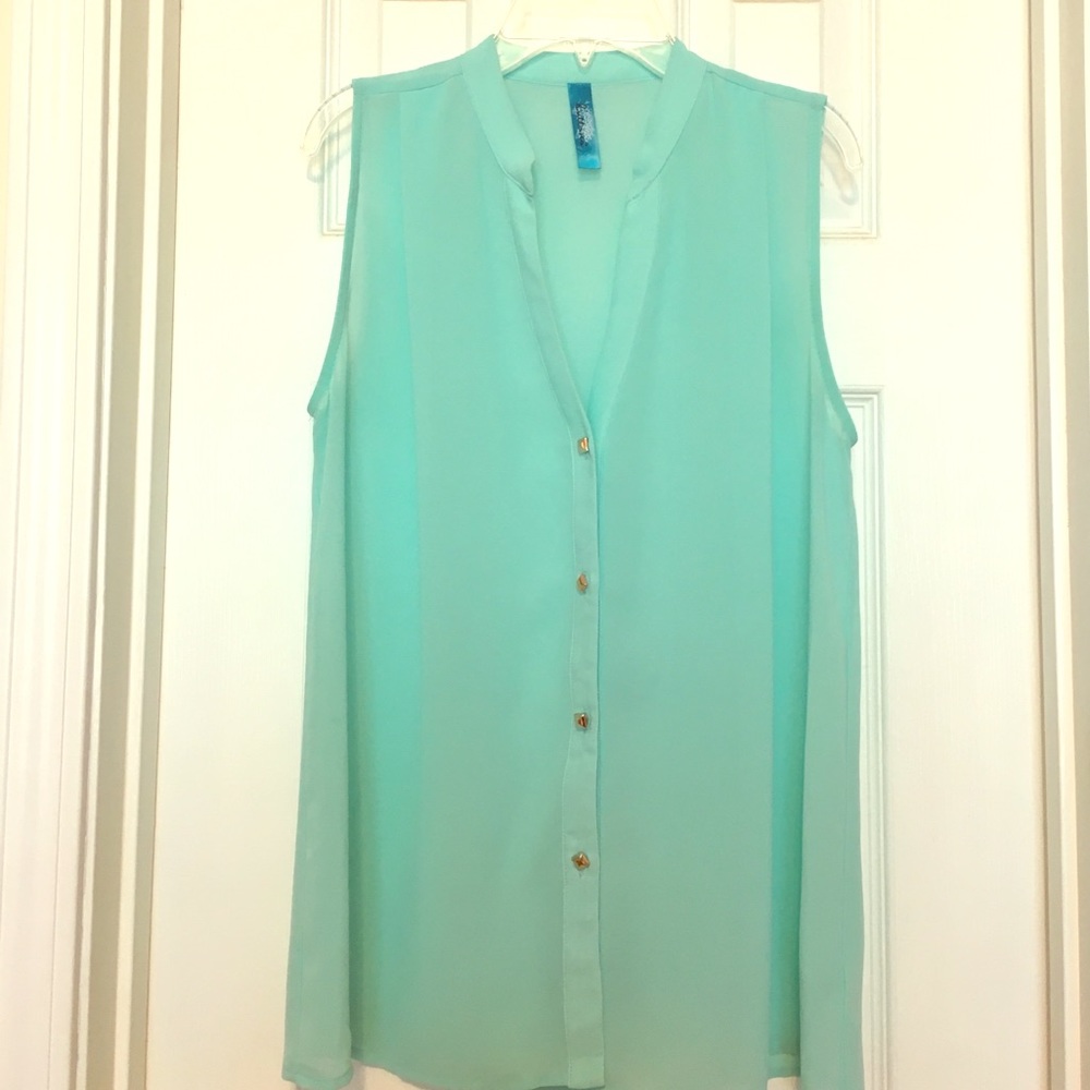 Turquoise sheer button down