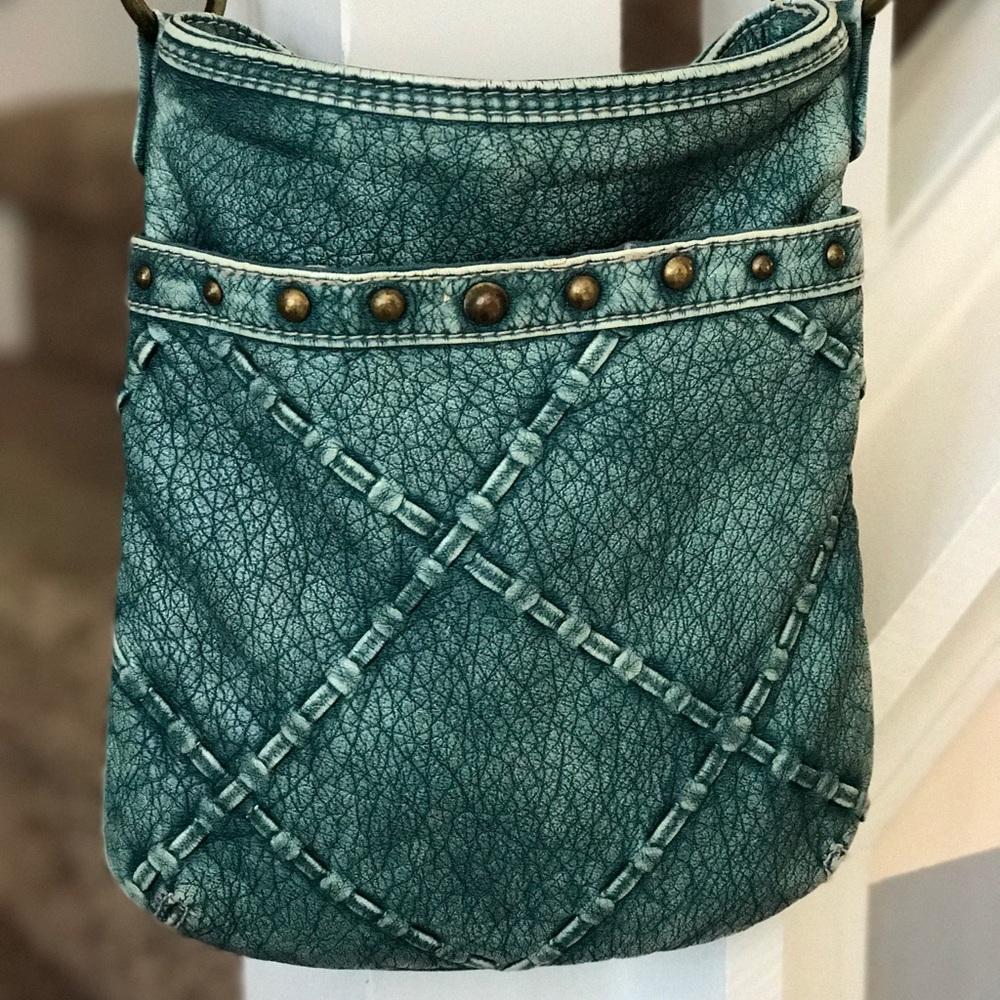 Denim Color Leather Crossbody 👜