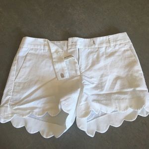 J Crew Factory White Scallop Shorts