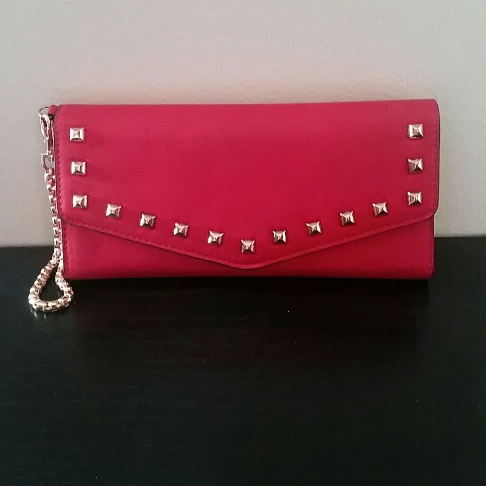 Aldo Hot Pink Studded Clutch