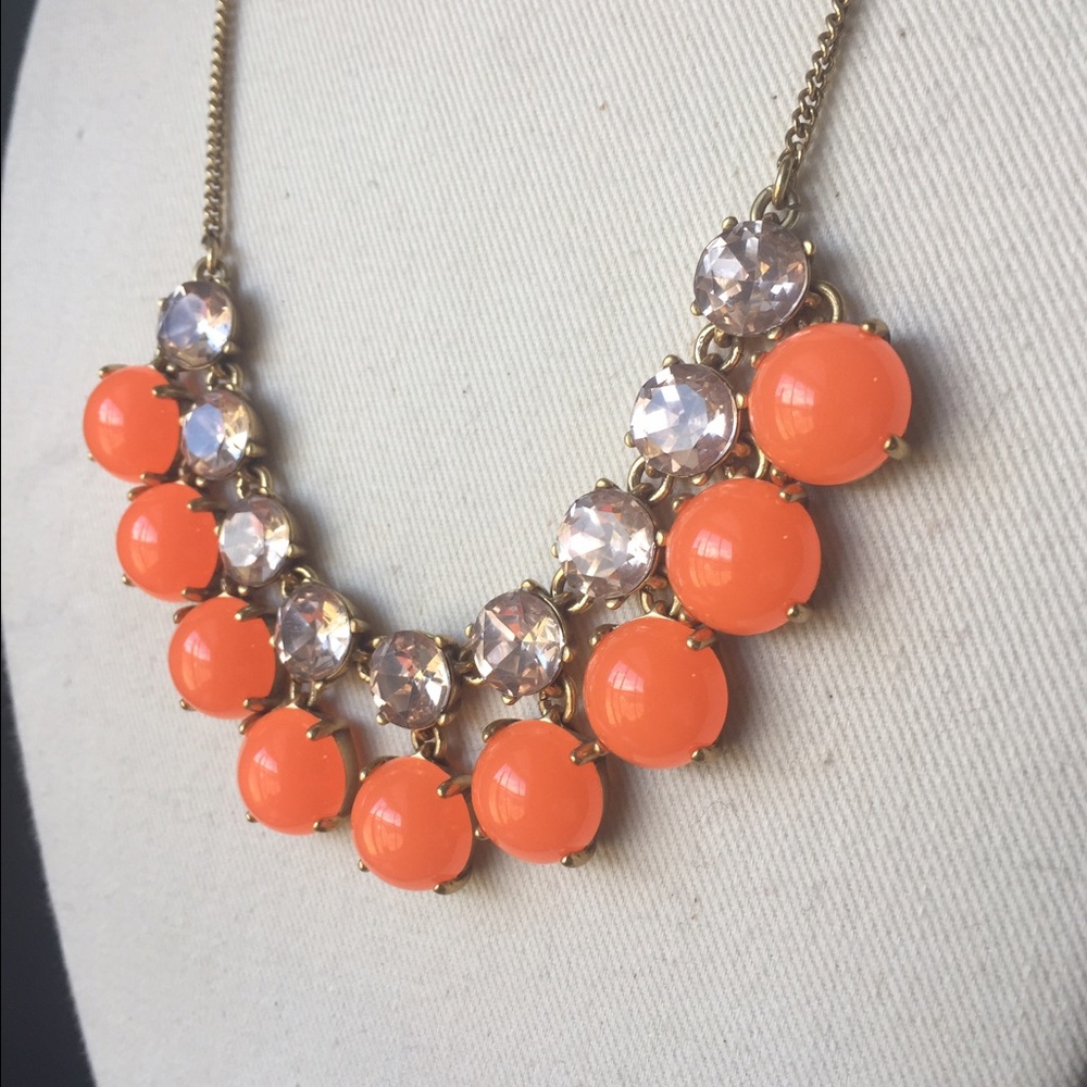 Orange and clear stone necklace