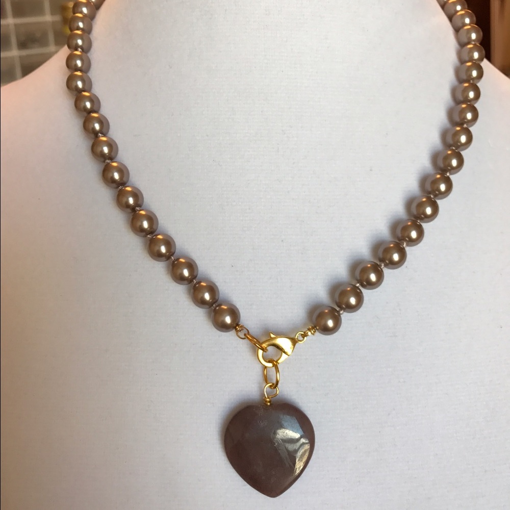 🔆PEARL HEART STONE NECKLACE