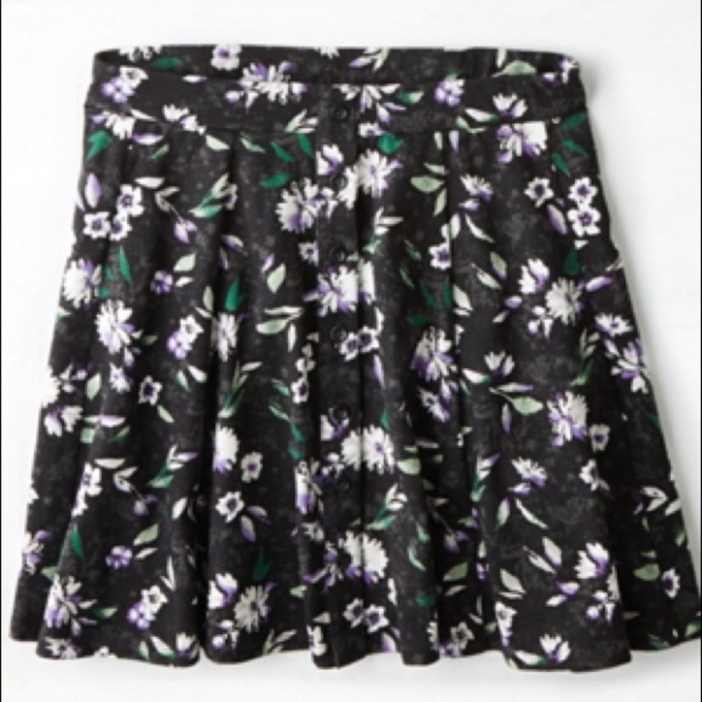 LAST DAY TO BUY.  AEO Black Floral Cotton Skirt