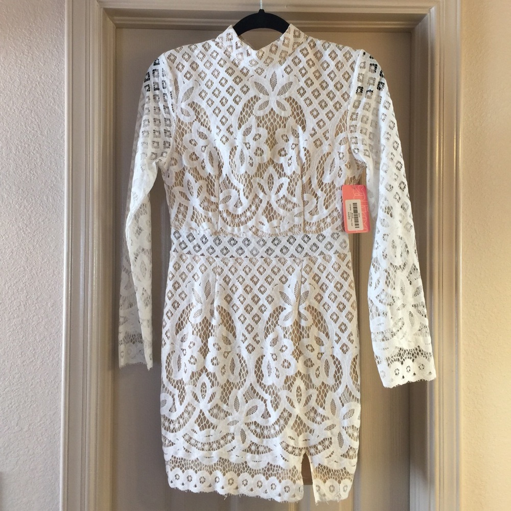 NWT Calico Cocktail White and Tan Lace Dress!!