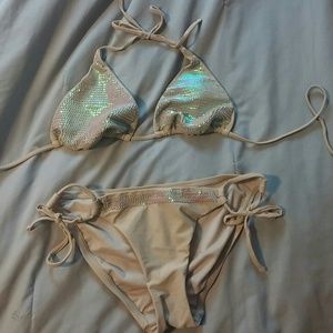 Nude sequin bikini nwot