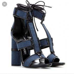Tom Ford Denim & Leather Patchwork Sandals