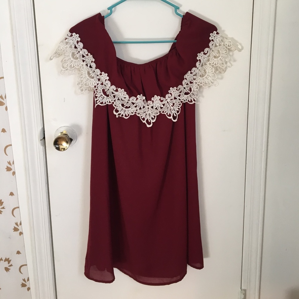 Off the Shoulder White Lace A-Line Dress