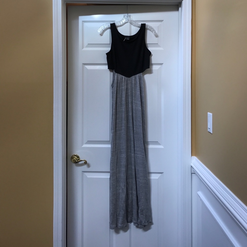 BLACK AND GREY CUT OUT MAXI DRESS