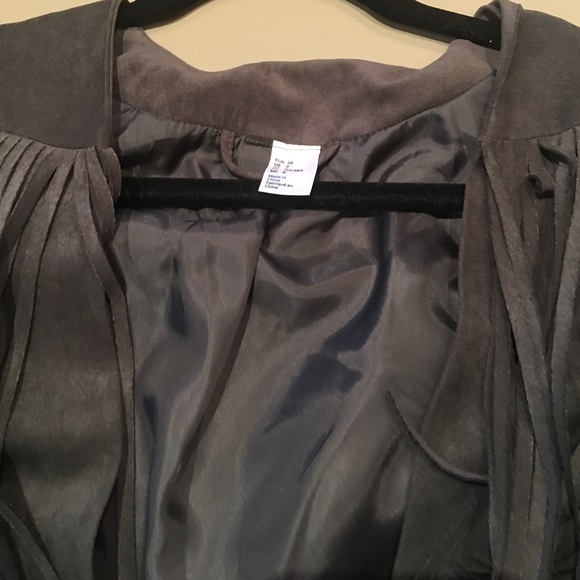 Suade gray fringe crop jacket - Picture 2 of 5