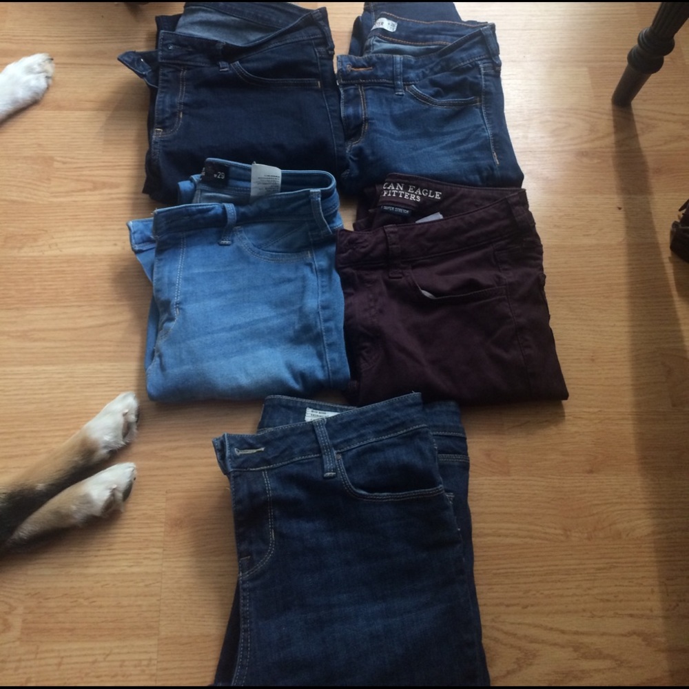 Hollister, American Eagle, and Pacson Skinny jeans