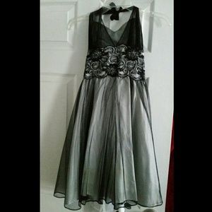 Black and white  lace formal short dress