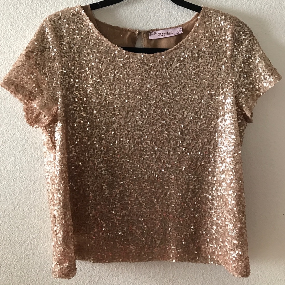 Rosebud Gold Sequin Top