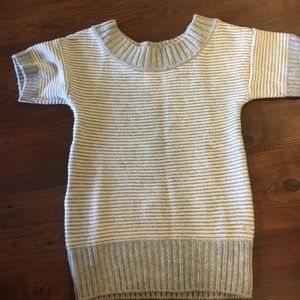 American Eagle Grey & White short sleeved sweater