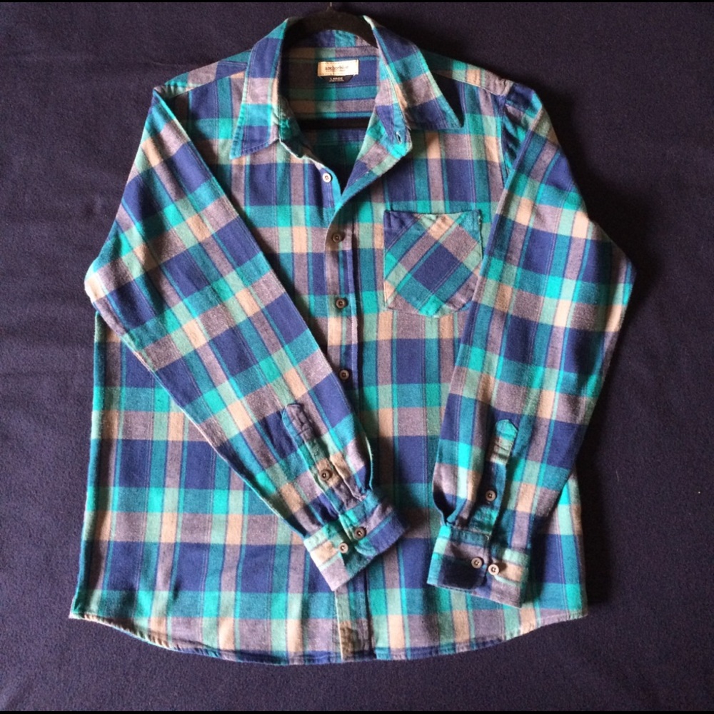 Anchor Blue Plaid Flannel Shirt