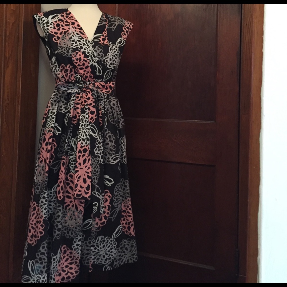 Cotton Midi Dress with a Tie Waist